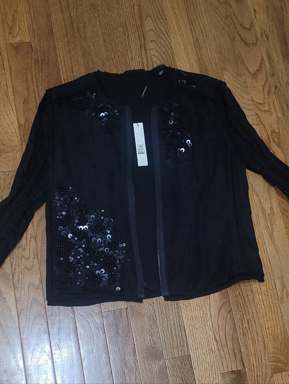 Elie Tahari Black Sequin Bomber Jacket - Picture 3 of 3